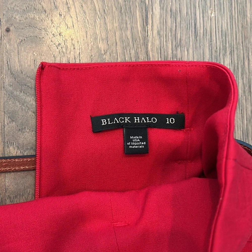 Black Halo Classic Jackie O Skirt size 10 midi tailored red like new - Picture 6 of 7